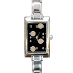 Polka Dots - Khaki Brown on Black Rectangle Italian Charm Watch