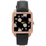 Polka Dots - Khaki Brown on Black Rose Gold Leather Watch
