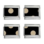 Polka Dots - Khaki Brown on Black 9mm Italian Charm (4 pack)
