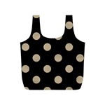 Polka Dots - Khaki Brown on Black Full Print Recycle Bag (S)