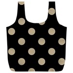 Polka Dots - Khaki Brown on Black Full Print Recycle Bag (XL)