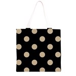 Polka Dots - Khaki Brown on Black Grocery Light Tote Bag