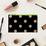 Polka Dots - Khaki Brown on Black Canvas Cosmetic Bag (XS)