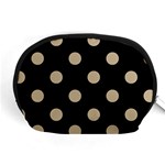 Polka Dots - Khaki Brown on Black Accessory Pouch (Medium)