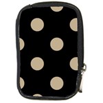 Polka Dots - Khaki Brown on Black Compact Camera Leather Case