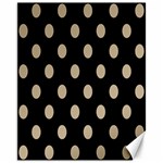 Polka Dots - Khaki Brown on Black Canvas 11  x 14 