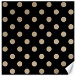 Polka Dots - Khaki Brown on Black Canvas 12  x 12 