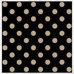 Polka Dots - Khaki Brown on Black Canvas 16  x 16 