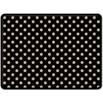 Polka Dots - Khaki Brown on Black Fleece Blanket (Large) (One Side)