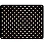 Polka Dots - Khaki Brown on Black Fleece Blanket (Medium) (One Side)