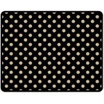 Polka Dots - Khaki Brown on Black Double Sided Fleece Blanket (Medium) (Two Sides)