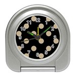 Polka Dots - Khaki Brown on Black Desk Alarm Clock