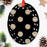 Polka Dots - Khaki Brown on Black Ornament (Bell) Ornament (Oval Filigree)