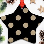 Polka Dots - Khaki Brown on Black Ornament (Star)
