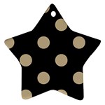 Polka Dots - Khaki Brown on Black Star Ornament (Two Sides)