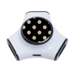 Polka Dots - Khaki Brown on Black Portable USB Hub (One Side)
