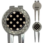 Polka Dots - Khaki Brown on Black 3-in-1 Golf Divot