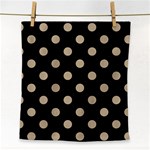 Polka Dots - Khaki Brown on Black Face Towel