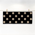 Polka Dots - Khaki Brown on Black Hand Towel