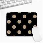 Polka Dots - Khaki Brown on Black Small Mousepad