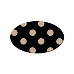Polka Dots - Khaki Brown on Black Sticker (Oval)
