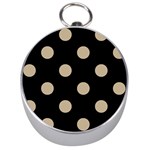 Polka Dots - Khaki Brown on Black Silver Compass