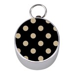 Polka Dots - Khaki Brown on Black Silver Compass (Mini)