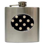 Polka Dots - Khaki Brown on Black Hip Flask (6 oz)
