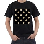 Polka Dots - Khaki Brown on Black Men s T-Shirt (Black)
