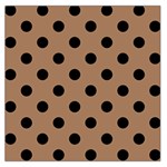 Polka Dots - Black on French Beige Large Satin Scarf (Square)