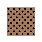 Polka Dots - Black on French Beige Satin Bandana Scarf