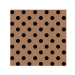 Polka Dots - Black on French Beige Small Satin Scarf  (Square)