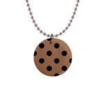 Polka Dots - Black on French Beige 1  Button Necklace