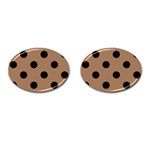 Polka Dots - Black on French Beige Cufflinks (Oval)