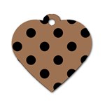 Polka Dots - Black on French Beige Dog Tag Heart (One Side)