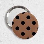 Polka Dots - Black on French Beige 2.25  Handbag Mirror