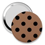 Polka Dots - Black on French Beige 3  Handbag Mirror