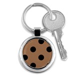 Polka Dots - Black on French Beige Key Chain (Round)