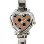 Polka Dots - Black on French Beige Heart Italian Charm Watch
