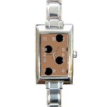 Polka Dots - Black on French Beige Rectangle Italian Charm Watch