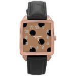 Polka Dots - Black on French Beige Rose Gold Leather Watch