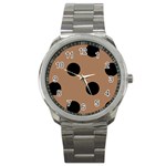 Polka Dots - Black on French Beige Sport Metal Watch