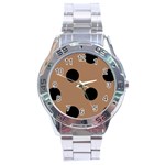 Polka Dots - Black on French Beige Stainless Steel Analogue Watch