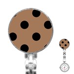 Polka Dots - Black on French Beige Stainless Steel Nurses Watch
