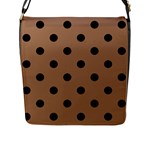 Polka Dots - Black on French Beige Flap Closure Messenger Bag (L)