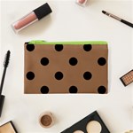 Polka Dots - Black on French Beige Canvas Cosmetic Bag (XS)