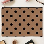 Polka Dots - Black on French Beige Cosmetic Bag (XXXL)