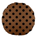 Polka Dots - Black on French Beige Large 18  Premium Flano Round Cushion