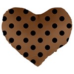 Polka Dots - Black on French Beige Large 19  Premium Heart Shape Cushion