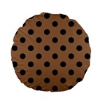 Polka Dots - Black on French Beige Standard 15  Premium Flano Round Cushion